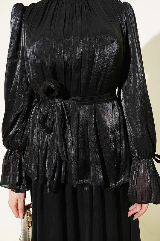 Completo da cerimonia due pezzi con gonna a vita elasticizzata nero