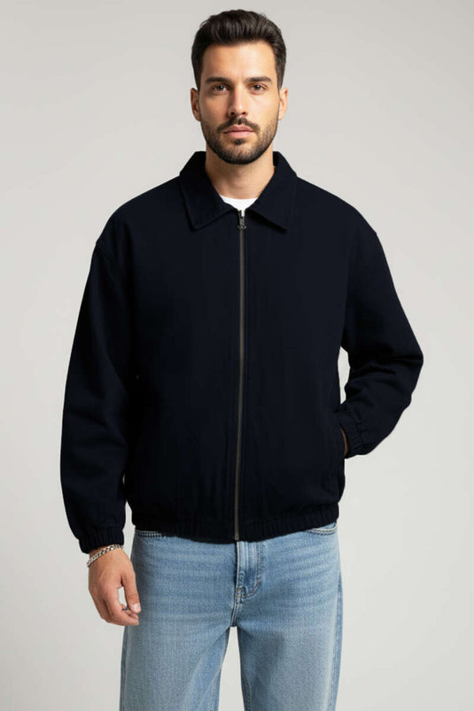 Veste pour homme avec chevilles élastiquées et fermeture éclair, noire