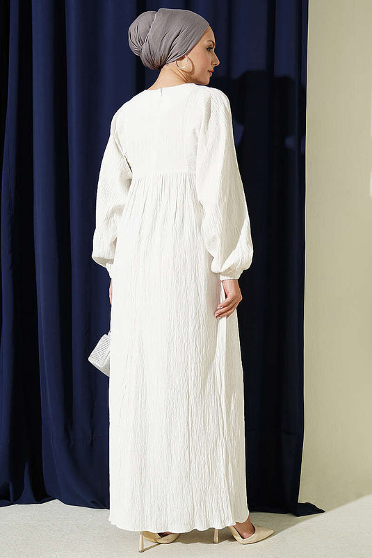 Beige Locker Schnitt Kleid Mit Elastischer Taille