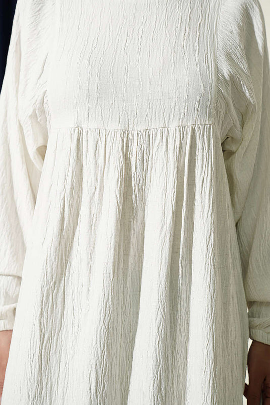 Beige Locker Schnitt Kleid Mit Elastischer Taille
