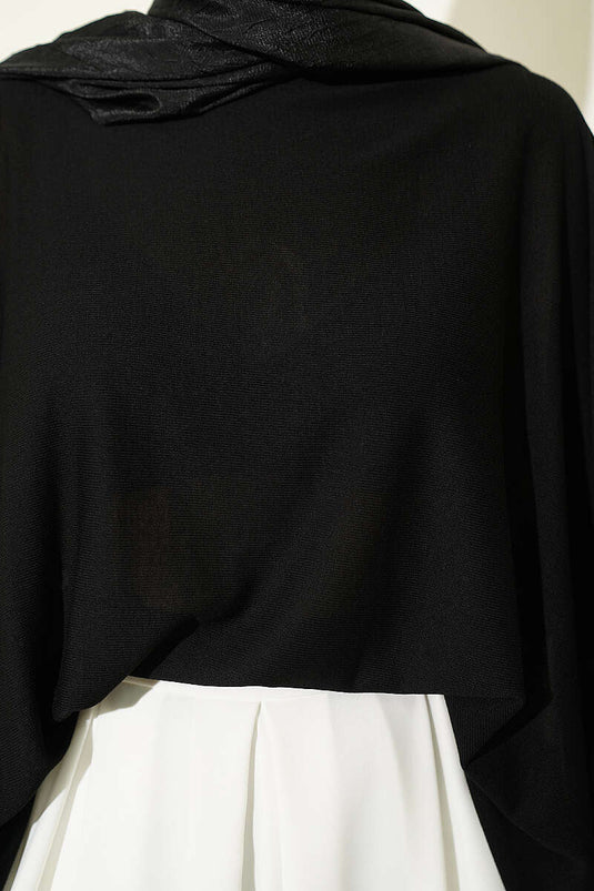 Schwarze Rippierte Batwing-Ärmeln Bluse