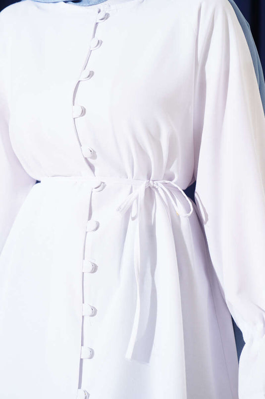 Ankle Tunnel Brit Button-Down Shirt White