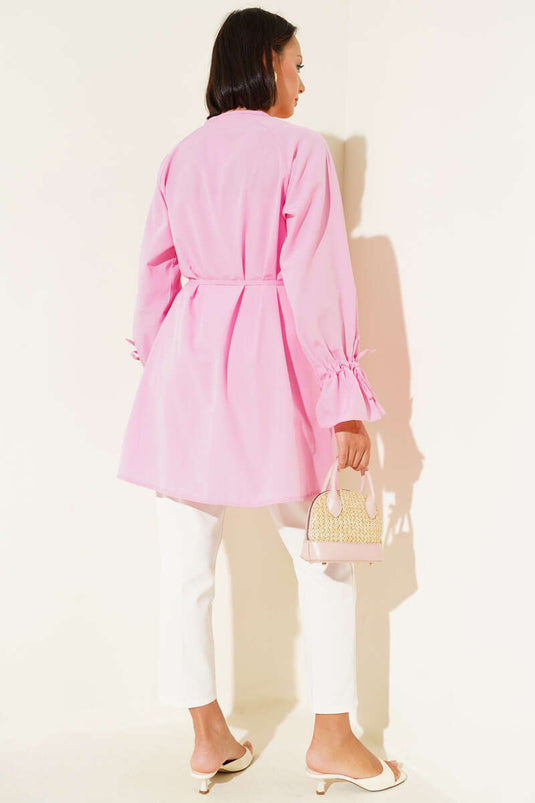 Ankle Tunnel Brit Button-Down Shirt Pink