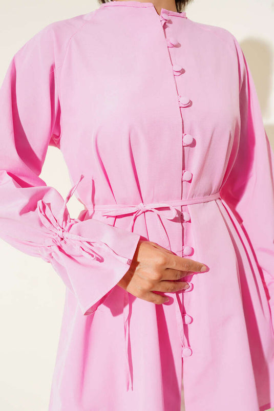 Ankle Tunnel Brit Button-Down Shirt Pink