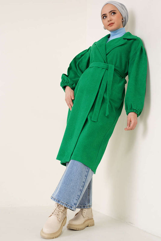 Manteau Poignets Élastiques Vert