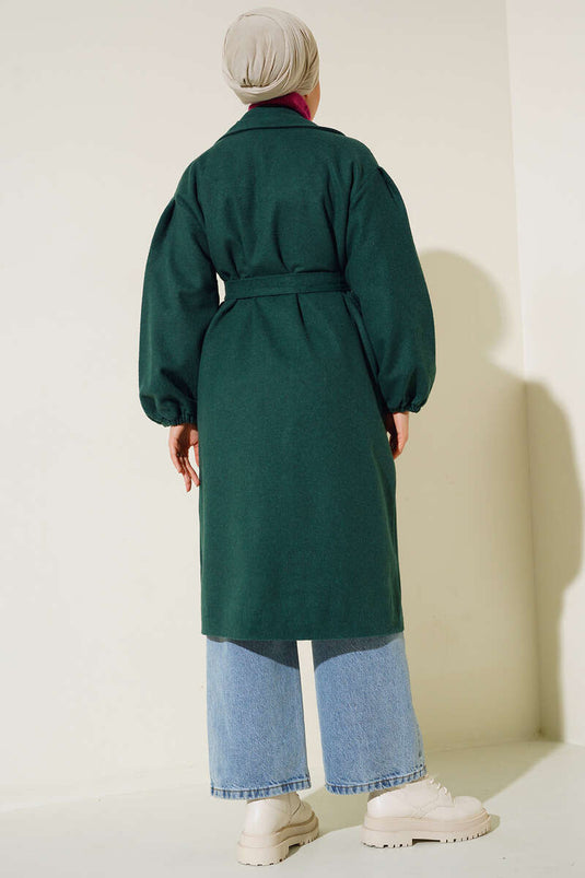 Manteau Poignets Élastiques Vert Émeraude