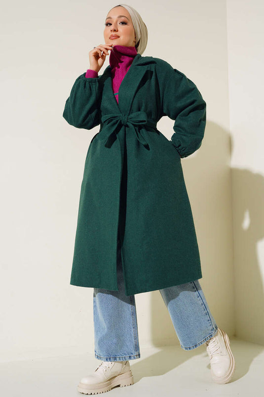 Manteau Poignets Élastiques Vert Émeraude