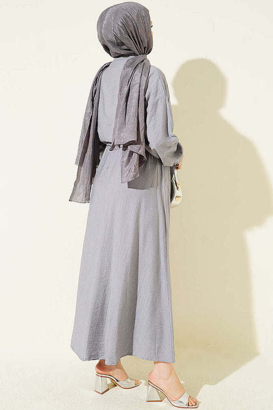 Grijs Set Met Knopen En Wrap Rok