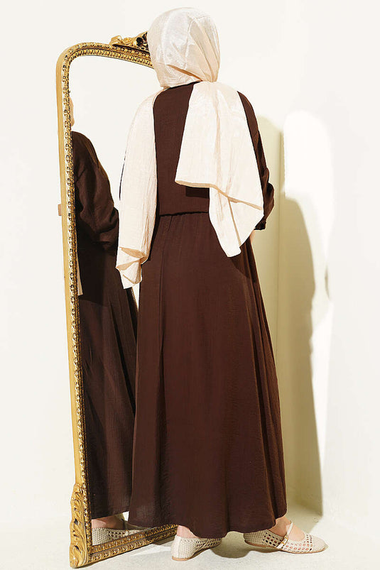 Ensemble Jupe À Boutons Et Lien Avant Marron