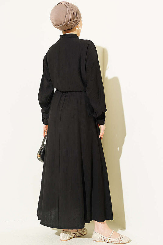 Completo Due Pezzi Nero Con Gonna Bottonata E Design Con Fiocco Frontale