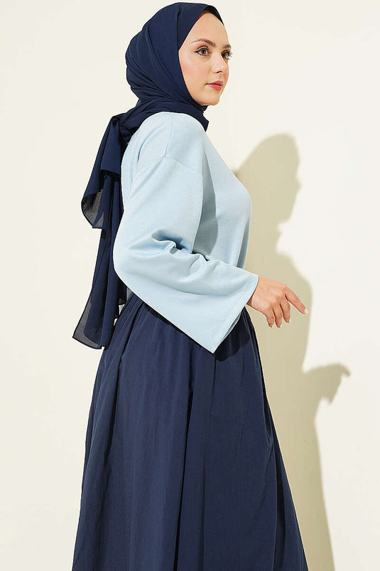 Túnica Azul Básica De Cuello Redondo