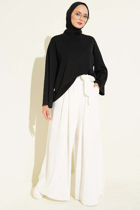 Basic Zwarte Ronde Hals Tuniek