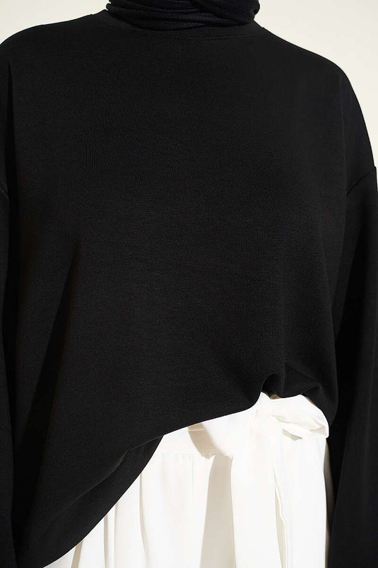 Basic Zwarte Ronde Hals Tuniek