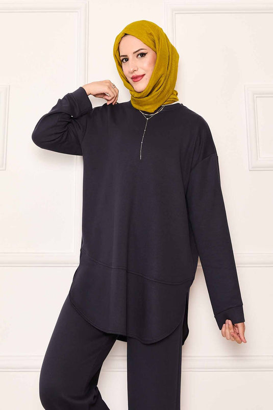 بدلة أويسو الأساسية برقبة دائرية، لون أنثراسيت