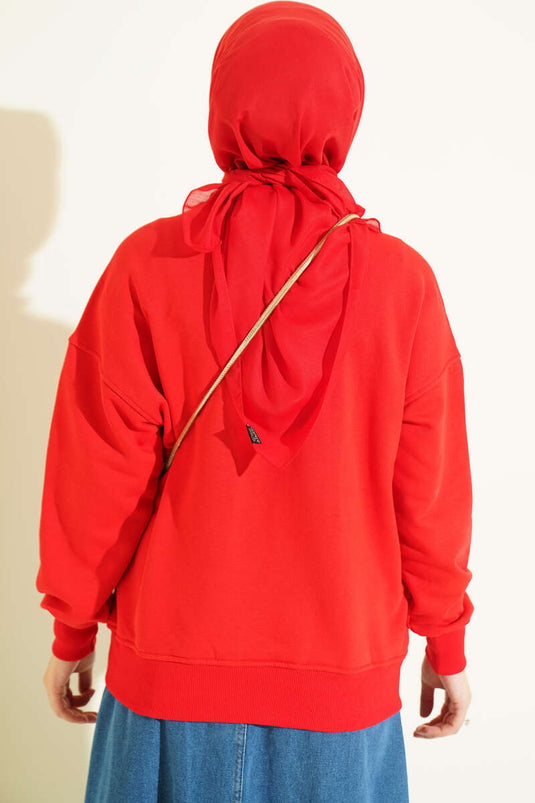 Bisiklet Yaka Basic Tunik Kırmızı