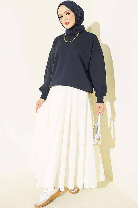 Bisiklet Yaka Basic Tunik Lacivert