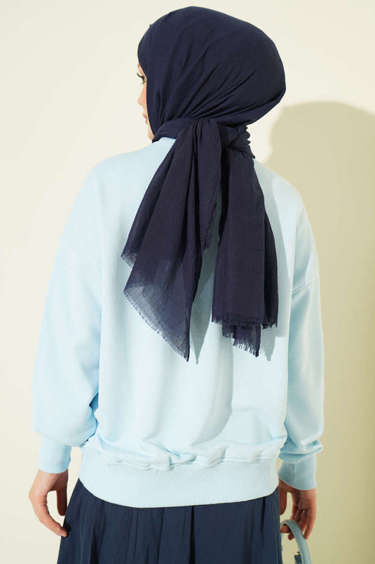 Bisiklet Yaka Basic Tunik Mavi
