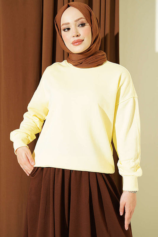 Bisiklet Yaka Basic Tunik Sarı