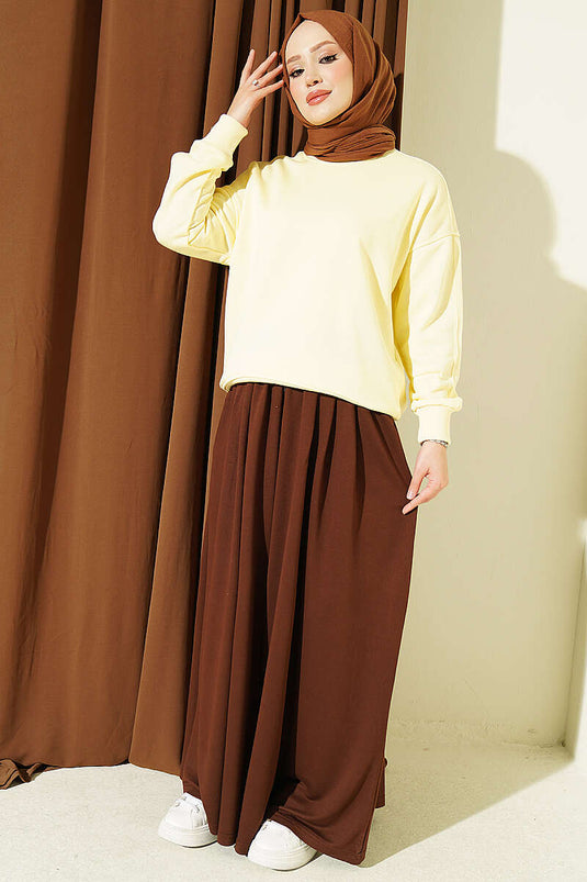 Bisiklet Yaka Basic Tunik Sarı