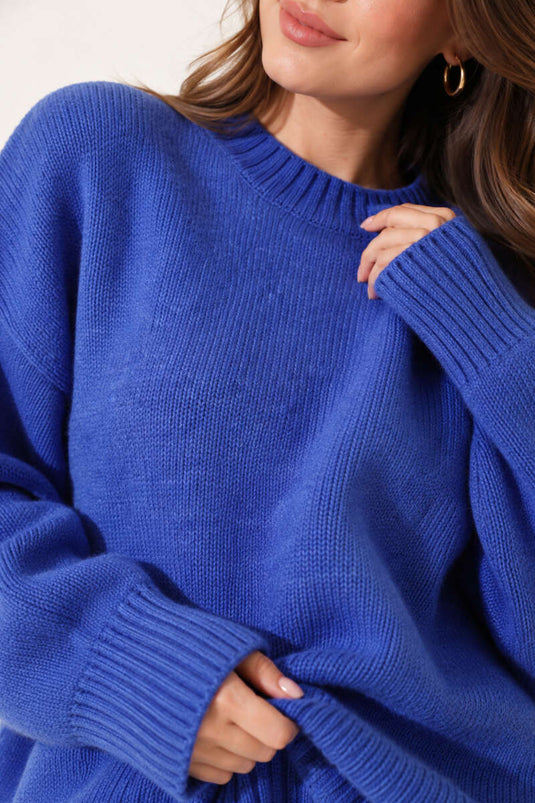 Maglione Basic A Girocollo Indigo