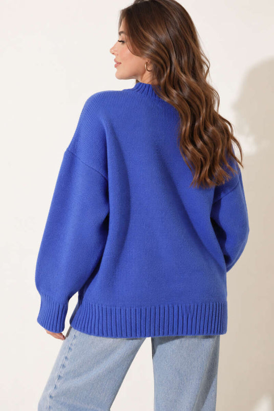 Maglione Basic A Girocollo Indigo