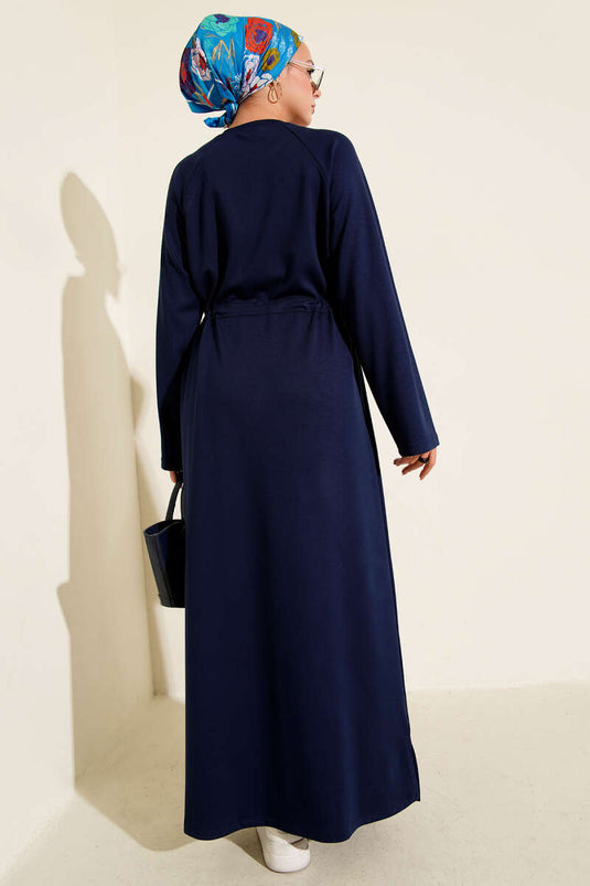 Crew Neck Waist Tunnel Loysha Dress Navy Blue