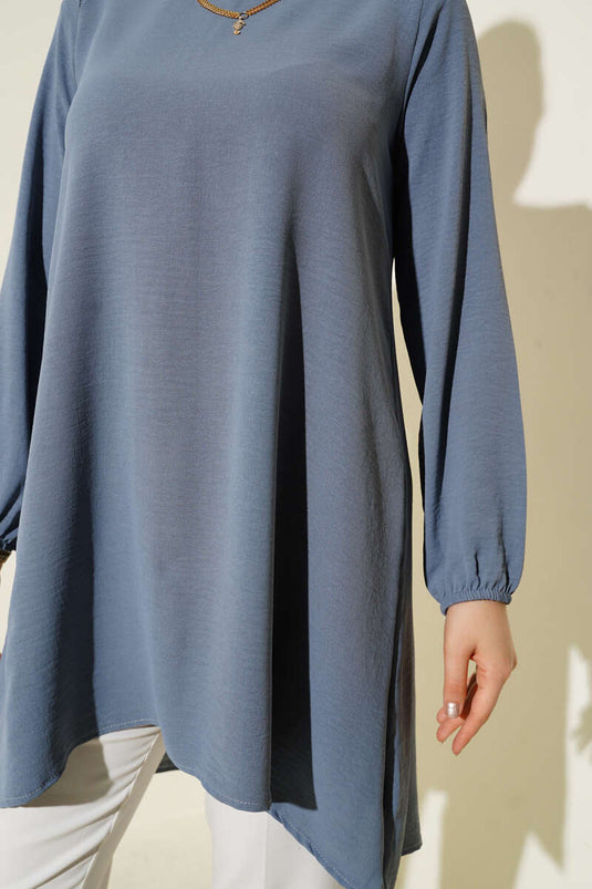 Ayrobin-Tunika mit Rundhalsausschnitt und Paspelierung, schiefergrau