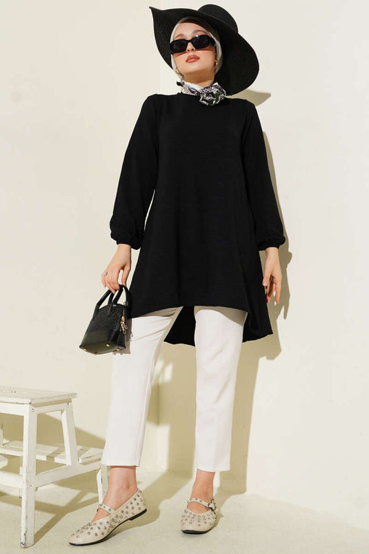 Crew Neck Piped Ayrobin Tunic Black