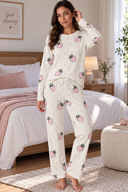 Bisiklet Yaka Desenli Pijama Takımı Asorti 16