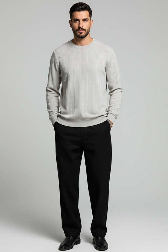 سويت شيرت رجالي رمادي اللون برقبة دائرية وتطريز