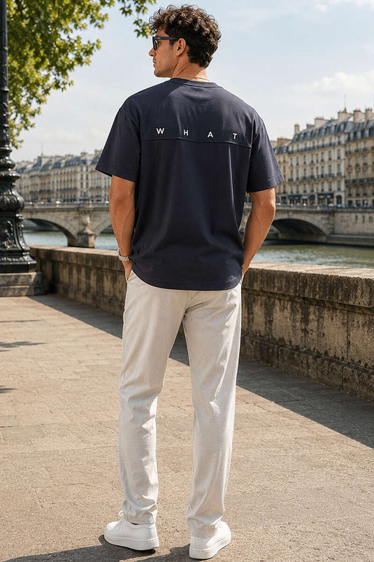 T-shirt homme Loyşa à col rond avec impression par injection, couleur fumée