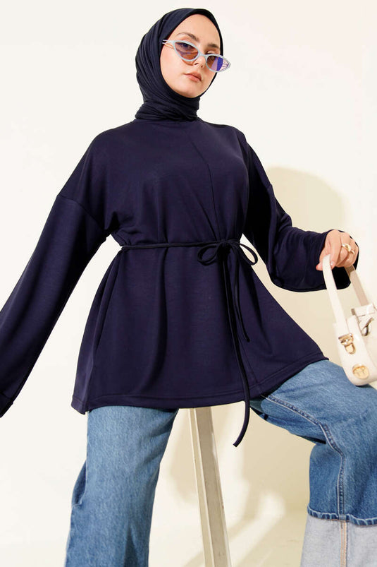 Bisiklet Yaka İp Kuşaklı Tunik Parlement