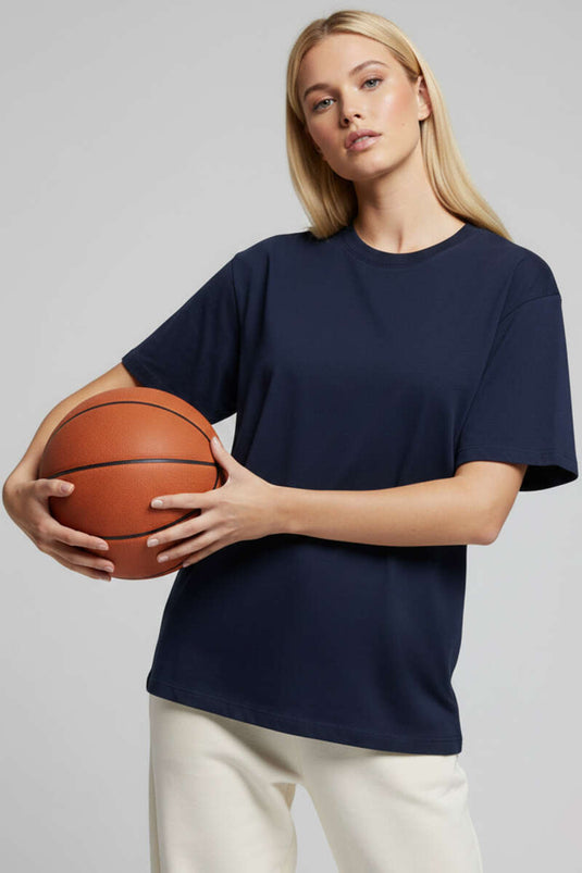 Bisiklet Yaka Kısa Kollu T-shirt Lacivert