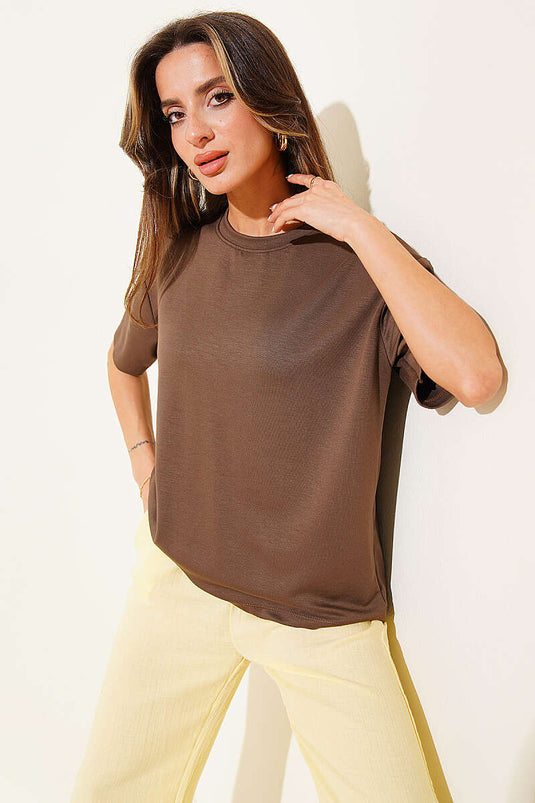 Crew Neck Loyşa T-shirt Chestnut