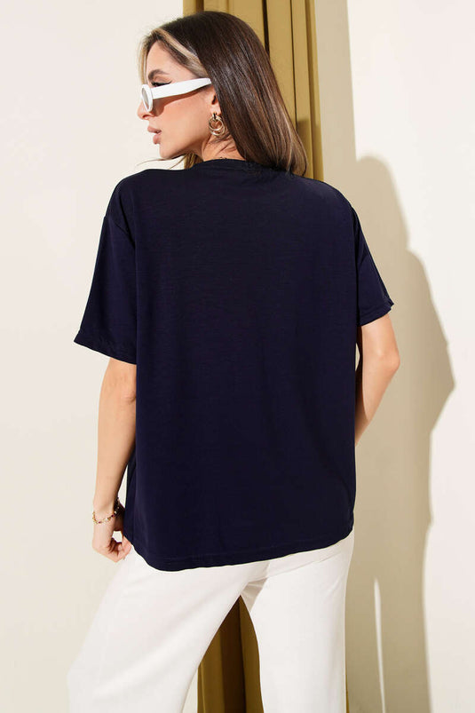 Crew Neck Loyşa T-shirt Navy Blue