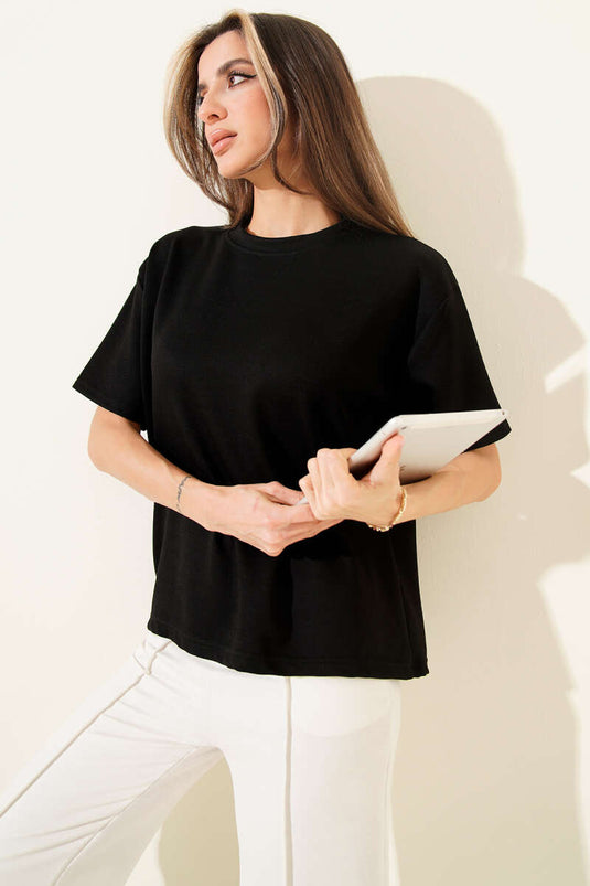 Rundhalsausschnitt Loyşa T-Shirt Schwarz