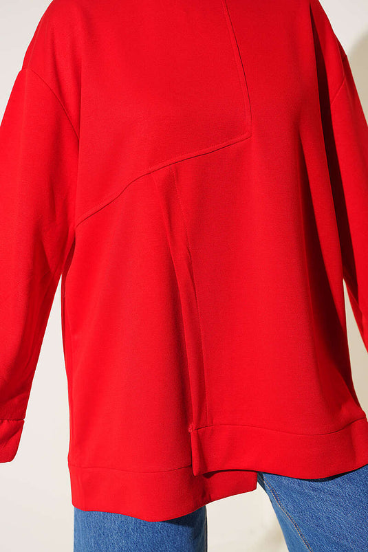 Rode Loysha Tuniek Met Ronde Hals En Split