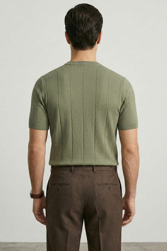Crew Neck Mercerized T-shirt Khaki