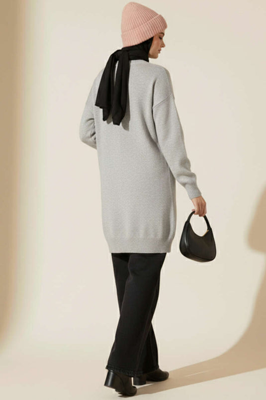 Crew Neck Mercerized Tunic Grey