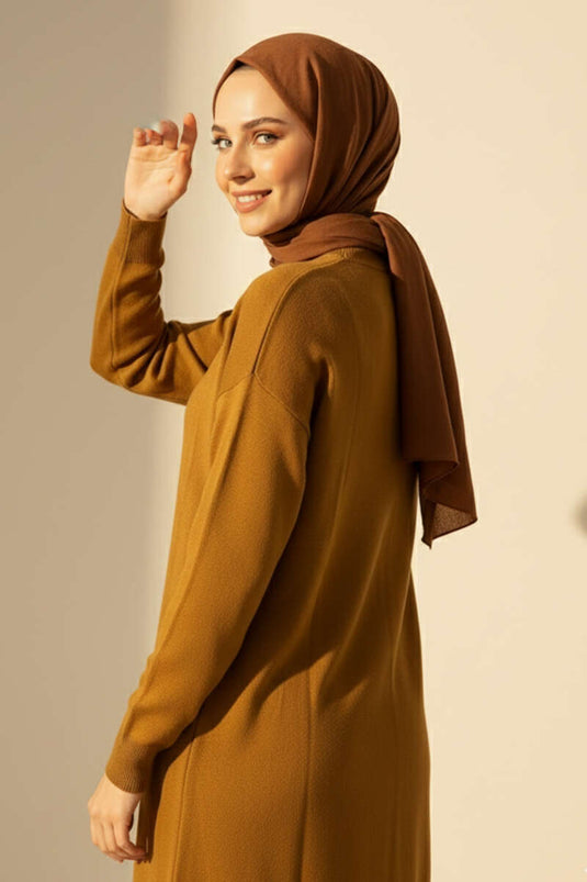 Tunique mercerisée à col ras du cou vert pétrole