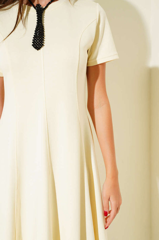 Crew Neck Mini Dress Cream