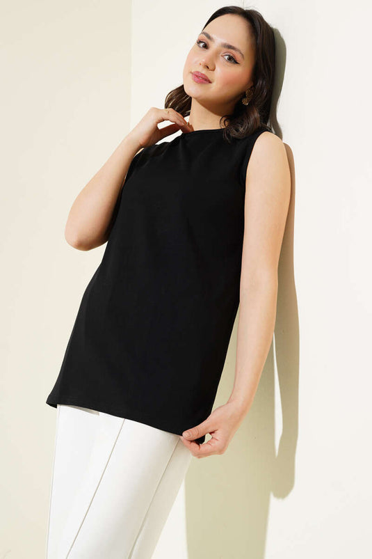 Bisiklet Yaka Pamuklu İçlik Siyah