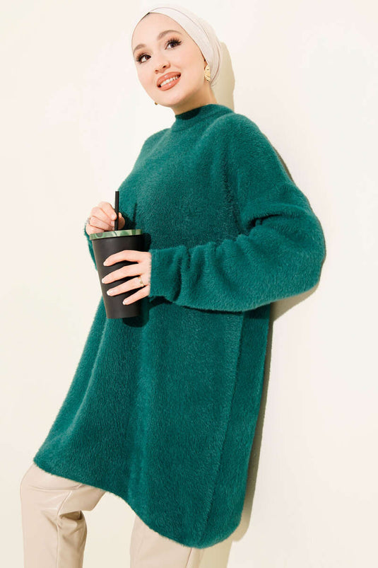 Bisiklet Yaka Sakal Detaylı Kazak Nefti