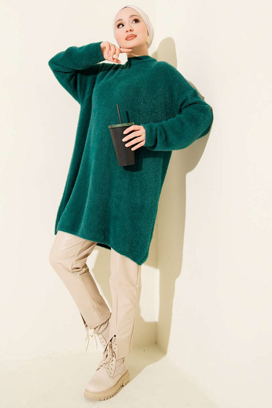 Bisiklet Yaka Sakal Detaylı Kazak Nefti