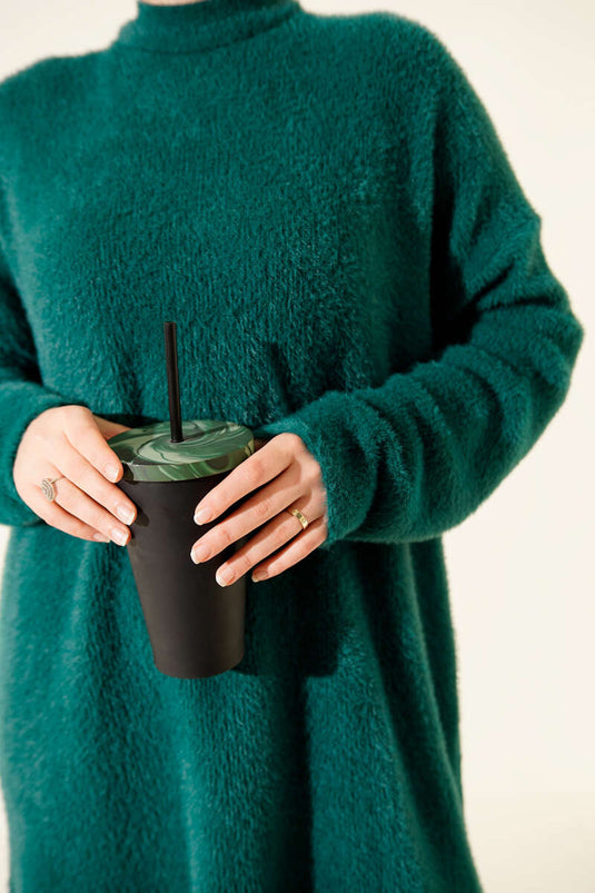 Bisiklet Yaka Sakal Detaylı Kazak Nefti