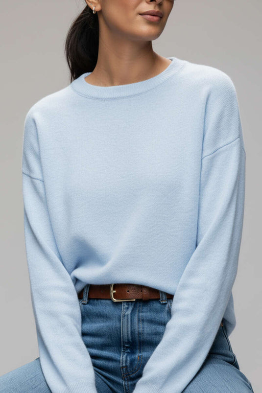 Crew Neck Sweater with Beard Pattern, Blue