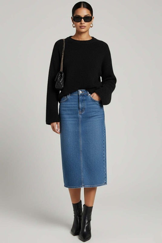 Bisiklet Yaka Sakallı Kazak Siyah