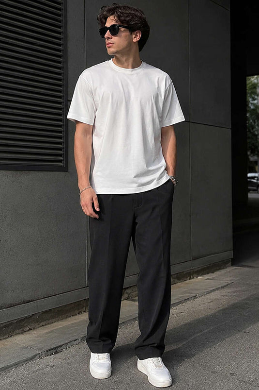 T-shirt homme blanc en coton supré col rond