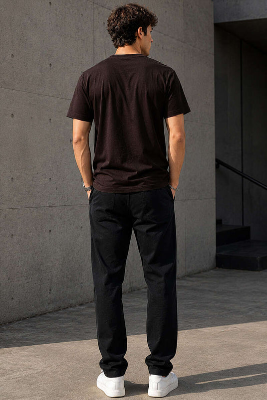 T-shirt homme en surem col rond marron