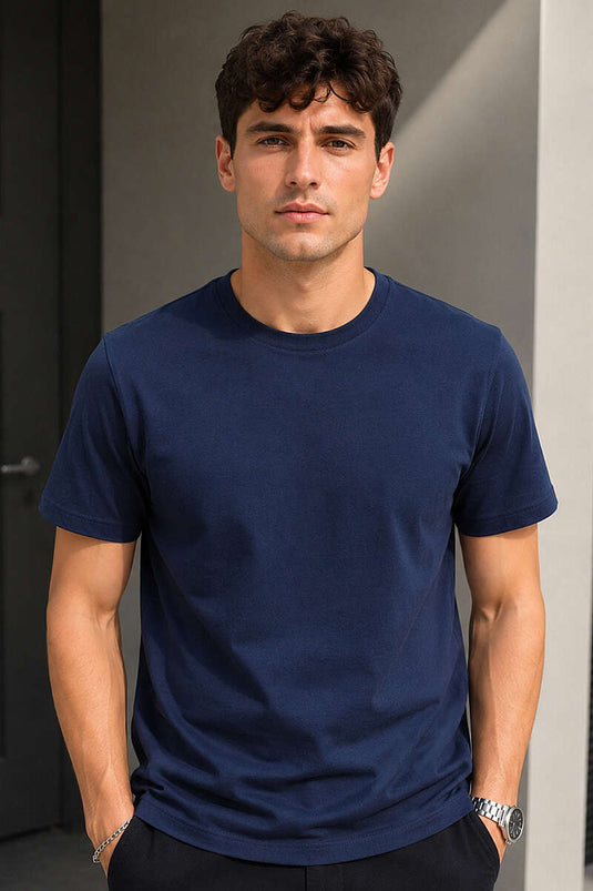 T-shirt homme en surem col rond bleu parlement